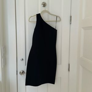 Helmut Lang one shoulder black dress; size small